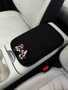 Creative Leopard Print Bow Car Armrest Pad, Car Interior Center Console Armrest Box Protector, Anti-Slip Armrest Cover Pad, Car Interior Accessories For Women - Bow - View 2