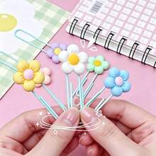 This 7-Piece Set Of Flower-Shaped Metal Bookmarks Features A Cherry Blossom Design And Can Be Used To Organize Documents, Decorate Photo Albums, And Keep Class Materials In Order. - Random Color and Style - View 5