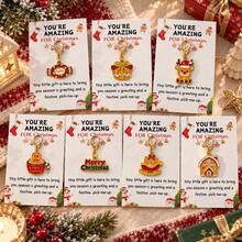 1pc/Multi-Pcs Unisex Christmas Element Reindeer House Gift Candy Cute Pendant With Blessing Card Accessory, Christmas Gift Bag Charm, Wallet Accessory - Multicolor - View 1