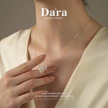 DARA Liontin Mutiara Air Tawar Perak S925, Mutiara Putih 3-4mm, Cocok untuk Hadiah Kencan Hari Valentine - Putih - View 4