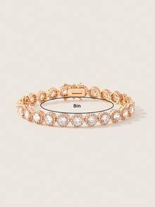 Valisandre 1 chiếc vòng tay tennis thời trang đa năng cổ điển, đính đá Cubic Zirconia lấp lánh, tùy chọn 6–9 inch, thích hợp làm quà tặng - Vàng - Xem 3