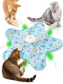 Interactive Electric Cat Toy, USB Rechargeable, Suitable For All Cats To Play - Hide And Seek Game, Durable Plastic Material, Indoor Play - Suitable For Kittens And Adult Cats, Pet Entertainment, Sturdy Structure, Automatic Cat Toy, Artificial Feathers. - View 1