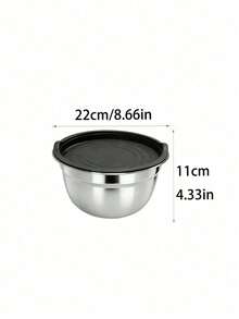 MiLaiWP 1/5 Set With Lid Salad Bowl Set, Stainless Steel Mixing Bowl, Kitchen Accessories, With Silicone Base And Non-Slip Pad, Suitable For Food Storage, Meal Prep, Salad, Etc., Kitchen Use - Black - View 14