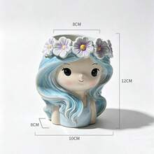 1pc Creative Fairy Princess Small Flower Pot, Balcony Gardening Mini Landscape, Succulent Planter, Desktop Decoration, Green Plant Container - Cartoon - View 12