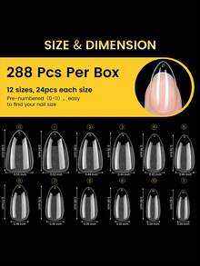 BORN PRETTY 288pcs Soft Gel False Nail Tips, Semi-Matte Capsule Shape, Almond French Coffin Style, Full Coverage Artificial Nails, Autumn Collection - View 8