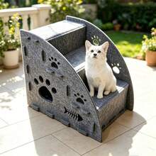 4-Layer Pet Ramp Ladder For Cats And Dogs, Non-Slip Bed Steps, Multi-Layer Climbing Pad For Old And Young Dogs And Cats - Grey - View 8