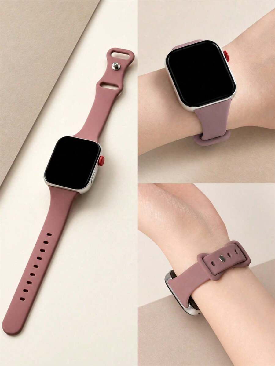 Minimalist Solid Color Silicone Watch Band, Compatible With Huawei Smart Watch/Band Fit 3/Fit 4/Fit 4Pro/Fit 5/Fit 5Pro Wristband - Smoke Purple - View 1