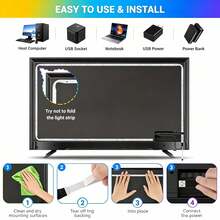 RGB LED Mood Light Strip, USB Plug And Play, 3-Key Control, Self-Adhesive & Cuttable, Multi-Color Dynamic Modes, Decor Light For TV, Cabinet, Gaming Setup, Wall Decor - 3Key RGB - View 3