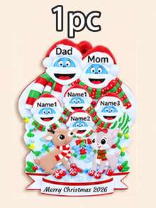 Custom Christmas Ornament, Whimsical Winter Christmas Decor, Personalized 2-9 Names Family Christmas Tree Decorations, Festive Holiday Home Decor, Customized 2026 Keepsake Gift, Customizable Hanging Ornament For Family, Couples, Friends - Style E - View 8