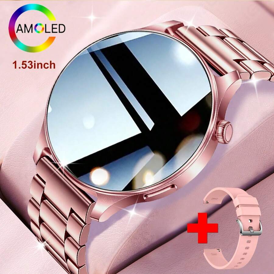 1.53" High-Definition AMOLED Touchscreen Smart Watch, 100+ Sports Modes, Fitness Tracking, Wireless Calling, Message Receiving, Pedometer, Calorie Counter, Customizable Dial, Alarm, Weather, Music Remote Control, Compatible With Android & IOS - Multicolor - View 1