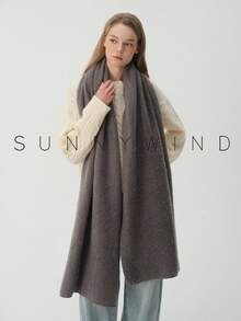 1件女款純色聚酯纖維親膚保暖圍巾，適合日常使用 - 灰色 - 查看 8