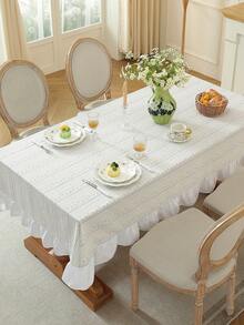 1pc Ruffle Edge Tablecloth, Fresh Country Style, Suitable For Dining Table Decor, Picnic Tablecloth, Holiday Celebration, Wedding Party Gathering, Birthday Banquet, Daily Dining Table, Kitchen And Dining Room Decoration, All Seasons, Home Decor - Multicolor - View 11