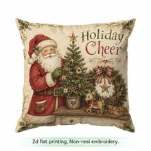4pcs/1pc Vintage Country Santa Claus Red Truck Pattern Pillowcase, Single-Sided Printed Pillowcase, Suitable For Living Room Bedroom Home Decor, All-Season Pillowcase - Multicolor - View 16