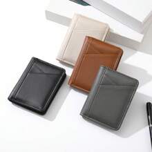 1pc Men's Short Wallet, Fashionable Slim Soft Wallet, Large Capacity Multi-Card Slots, Can Store Large Bills, Minimalist Coin Purse, Credit Card/Bank Card/ID Card/Photo Slot/Phone, Business Casual Style, Ideal Gift For Men's Birthday Or Partner, Fashionable Youth Style Suitable For Men And Women. Large Capacity Multi-Card Slots - Multicolor - View 1