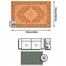 1PC Orange Brown Classical Floral Area Rug, European Vintage Style Faux Cashmere Rectangular Symmetrical Pattern, Machine Washable Suitable For Living Room Bedroom Daily Home Decor, Aesthetic Home Decoration - Multicolor - View 11