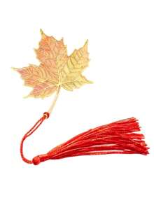 1pc Metal Leaf Bookmark, Creative Ginkgo Leaf Maple Leaf Four-Leaf Clover Artistic Vintage Style Book, Retro Bookmark, Translucent Leaf Plant Bookmark, Page Clip Gift Bookmark - Multicolor - View 12