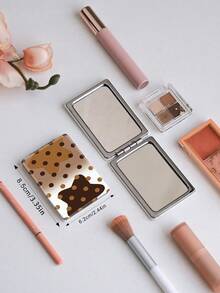 1PC Millennium Y2K Series Portable Vanity Mirror, Foldable Lightweight Ultra-Thin Convenient Hand Mirror, PU Leather, Suitable For Multiple Scenarios And All People, Square Mirror, Pocket Mirror, Cartoon Star Cherry Heart Bow Plaid Pattern Design, Exquisite And Delicate, Easy To Carry, Handheld Makeup Mirror, 180° Flip Cover, Multi-Functional Mini Mirror, Compact Mirror, Mirrors, Daily, Holiday, Birthday, Valentine's Day, Mother's Day - Multicolor - View 4