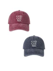 1/2pcs DOG GOT ME Print Washed Baseball Cap,Classic Casual Vintage Soft Adjustable Sun Protection Hat,For Outdoor Sports Daily Wear Party Travel Gift - Multicolor - View 12