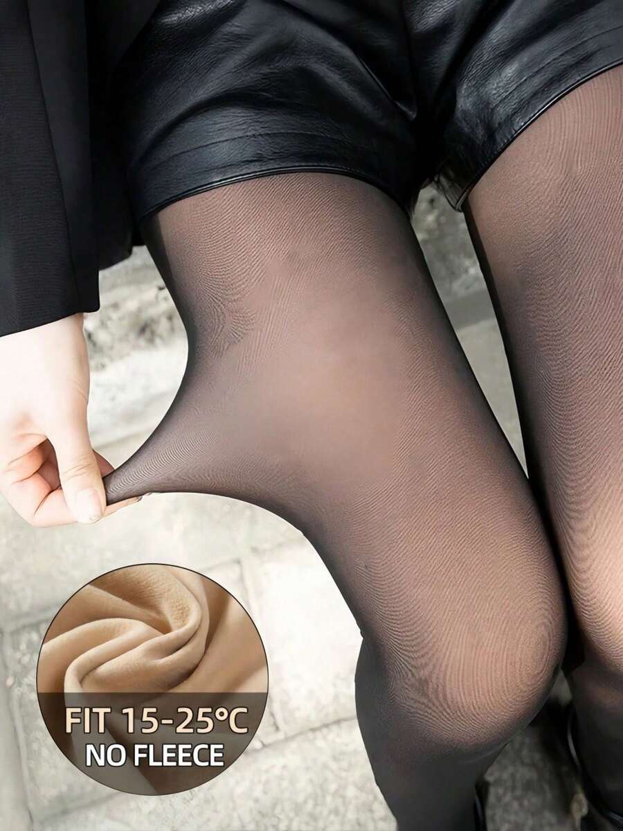 1 Pair Women's High Quality High Waist High Elastic Brown Leggings, Elegant Fashion Versatile, Snag-Resistant, Suitable For Daily Wear - Multicolor - View 1