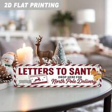 2D Flat Printed Vintage Christmas Letter Box Sign - North Pole Delivery Area, Design Includes Reindeer And Airmail Stamps, Wall Hanging Christmas Decor, Suitable For Home, Mailbox (Random Style) - A - View 5