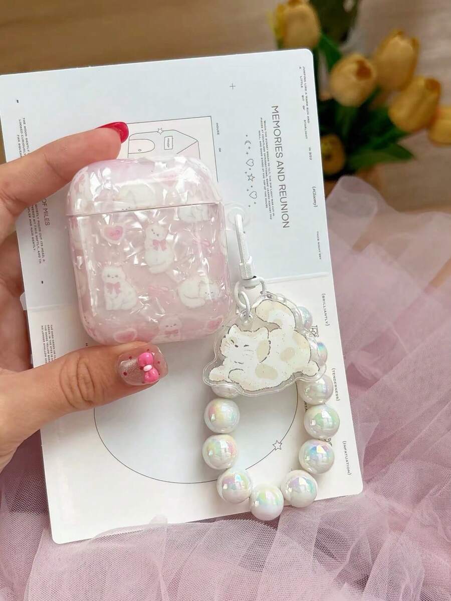 Casing Pelindung Motif Kucing Warna Pink Lucu untuk Pods Pro 3, Casing Earphone Pods 4 Baru, Pro 2 Generasi ke-3, Casing Pelindung Earphone Apple Pods 5, 1 Casing Pelindung Earphone, Gaya Wanita - Baby Pink - View 1