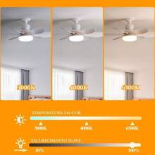Ventilador De Teto Luz LED 60W/80W Com 6 Hélices 3 Tipos De Luz Bivolt Com Controle Remoto - Multicolorido - Visão 9