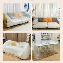 Elastic Transparent Furniture Dust Cover, Disposable Waterproof Plastic Protective Cover, Suitable For Sofa, Bed, Table, Bench, Reusable Transparent Dust Cloth, Suitable For Home Decoration, Moving And Storage - Multicolor - View 5