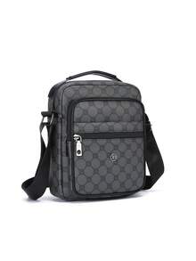 New Men's Retro Vintage Floral Vertical Crossbody Bag With Multiple Compartments And Zipper For Casual Commuting And Business Single Shoulder Bag - Black - View 4