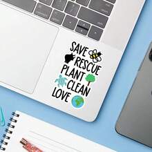 1PC Nature Decal Sticker, Save The Bees Climate Slogan Vinyl Sticker For Kindle Laptop, Waterproof Wildlife Sticker For Water Bottle Journal Travel Case, Positive Gift For Environmentalists - Multicolor - View 1