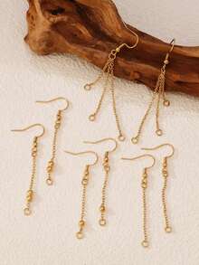 2pcs Stainless Steel Earring Hooks Wires Extension Chain Connector For DIY Dangle Ear Earrings Jewelry Hypoallergenic Findings Accessories - DIY Earrings - View 1