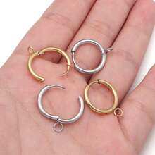 5pcs/Pack Stainless Steel Earring Jump Rings DIY Small Pendant Jewelry Accessories Earring Components Neutral Fresh Pendant Charms Jewelry Making - Ear Clip - View 4