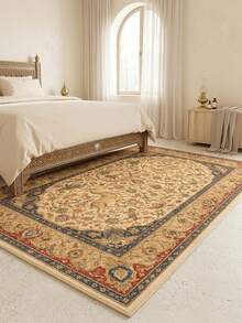 1PC Lion, Antelope, Flower & Bird Pattern Faux Cashmere Machine Washable Area Rug, Middle Eastern Persian Style European Classical Palace Rectangular Soft Carpet, Living Room Bedroom Home Decor, All Season Use, Aesthetic Home Decoration - Multicolor - View 4