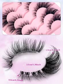 ENCHUW 5 Pairs Natural Curly Cat Eye Transparent Stem False Eyelashes For Daily, Suitable For Beginners Strip Lashes,Lashes,Eyelashes,Fake Lashes - Black - View 2