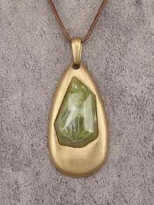 1 buah Kalung Batu Resin Bulat dengan Hiasan Ranting dan Daun Kreatif, Perhiasan Gaya Bohemian, Aksesori Hadiah Natal & Halloween, Cocok untuk Pemakaian Sehari-hari & Kencan, Hadiah untuk Pasangan - tali lilin - View 5