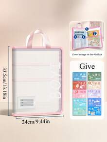tonxiyuemu 1pc Mesh File Bag With Label Holder, Transparent Waterproof A4 Document Bag, Plastic Zipper Exam Paper Bag, Archive Bag, Subject Bag, Suitable For Learning, Exam Paper Storage, Back To School - Single Piece - View 6