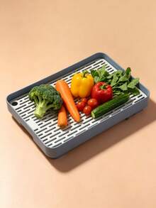Rectangular Double Layer Plastic Draining Tray, Multi-Purpose Kitchen Drain Organizer, Can Be Used As Tea Tray, Dish Rack & Food Ingredient Draining Tray For Kitchen & Living Room - Multicolor - View 1