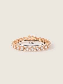 Valisandre 1 chiếc vòng tay tennis thời trang đa năng cổ điển, đính đá Cubic Zirconia lấp lánh, tùy chọn 6–9 inch, thích hợp làm quà tặng - Vàng - Xem 4