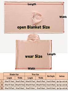 1pc Solid Color Hooded Wearable Blanket, Double-Sided Fleece Versatile Cape Blanket, Home Throw Blanket For Napping - Dusty Blue - View 3
