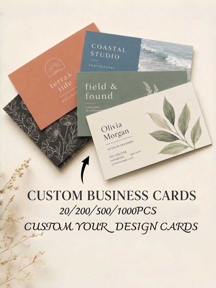 20/200/500/1000pcs Customized Double-Sided Business Cards, Personalized Business Card Printing, Customizable Your Design, Professional Printed Business Cards, Unique Brand Logo Cards, Company Brand Promotion, Corporate Events And Daily Business Use, Christmas, Special Occasions - Multicolor - View 1