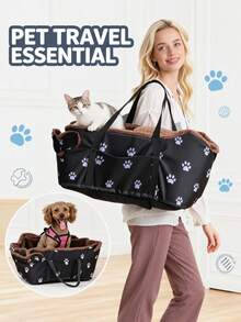 Portable Car Seat For Pets (Suitable For Small To Medium-Sized Dogs And Cats); Comfortable And Soft, Featuring Adjustable Straps And A Washable, Removable Travel Cushion; A Foldable, Multi-Functional Travel Bed Suitable For Both Cats And Dogs. - Multicolor - View 4