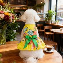 1pc Cute Pet Cat Dog Dress, One-Piece Outfit, Polka Dot & Ditsy Floral, Multicolor Random Style, Pet Clothing - Multicolor - View 6