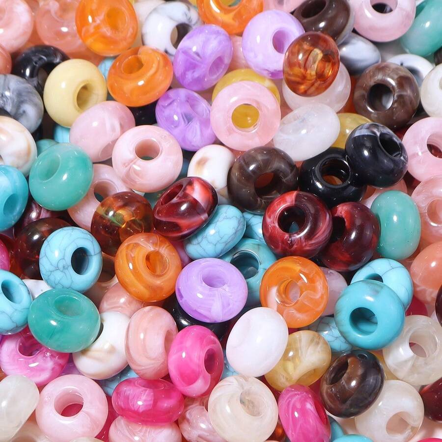 50pcs Acrylic Abacus Beads, Large Hole Design, Easy To String, Lightweight , Suitable For DIY Bracelets, Necklaces And Other Accessories, Vintage High-End Handmade Jewelry, Random Style