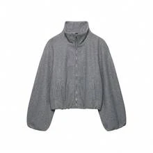 DEEKA Autumn/Winter New Women's European And American Style Fashion Minimalist Back To School Commute Versatile Soft Aviator Jacket - Grey - View 2