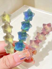 優雅女款髮夾，可愛漸層星形裝飾瀏海夾，日常髮飾 - 混合顏色 - 查看 1