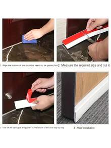 2/1pc Flexible Silicone Door Bottom Seal Strip, Door Bottom Draft Stopper, Waterproof Soundproof Dustproof, Blocks Light And Insects, Effectively Seals Door Bottom Gaps, Blocks Cold/Hot Air, Dust, Light And Insects From Entering Indoors, Soft And Bendable Silicone Material, Fits Uneven Floors, Won't Scratch Floors, Reduces Sound Transmission Between Rooms, Creates A Quieter Indoor Environment, Embedded Design, No Glue Or Tools Needed, Easy Installation, Can Be Cut To Desired Length - Multi-color - View 4