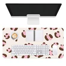 Kawaii Pink Leopard Print PU Leather Desk Mat, Big Extended Mousepad, Waterproof Non Slip Table Cover, Aesthetic Desktop Decor For Study Gaming Room - View 6