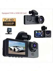 Kamera Dasbor 3 Lensa dengan Penglihatan Malam, Tiga Kamera Depan & Terintegrasi 1080P, DVR Mobil Sudut Lebar, Layar IPS 2.0", Mode Parkir Deteksi Gerakan 24 Jam, Perekaman Berulang Kartu Memori, Kapasitas Baterai 150mAh - MultiWarna - View 8