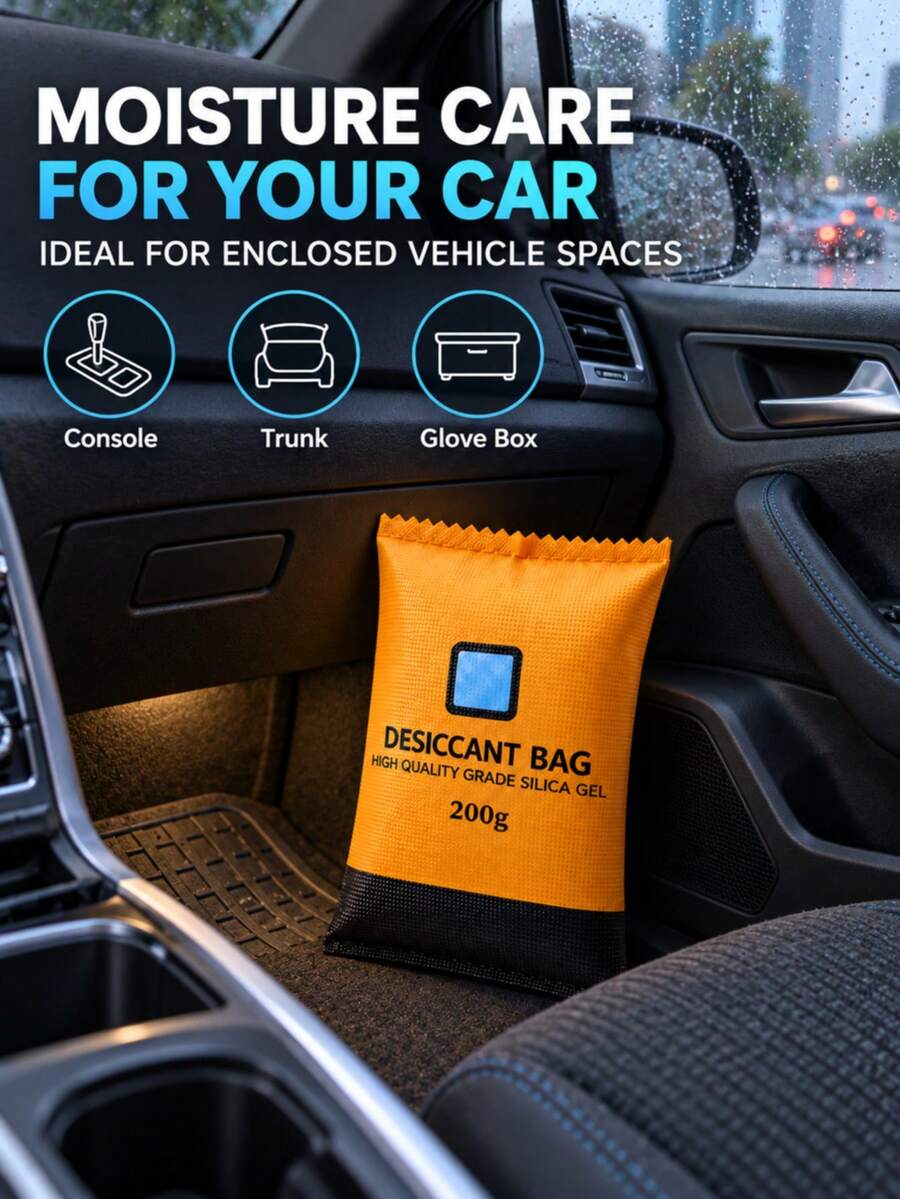 1pc/3pcs/10Pcs Reusable Silica Gel Dehumidifier Bag With Color-Changing Indicator, 50g/100g/200g Rechargeable Moisture Absorber Desiccant Pack For Car, Bathroom, Bedroom, Closet, RV, Caravan & Home Storage, Compact Damp Control Tool - View 1