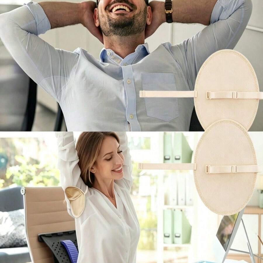 2pcs Reusable Underarm Sweat Pads, Machine Washable And Hand Washable, Quick-Absorbing Anti-Slip Cotton Pads, Suitable For Sports And People Who Sweat Easily - Multicolor - View 1