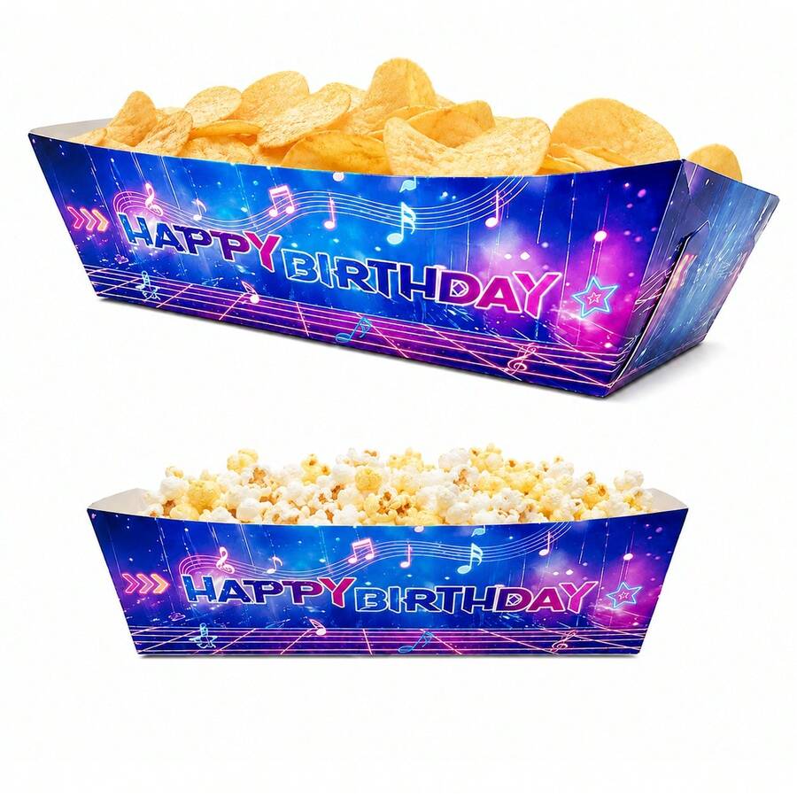 K-Pop Party Decorations, Disposable Paper Food Trays Popcorn Snack Boats For K-Pop Music Theme Birthday Supplies - Style 2 - View 1